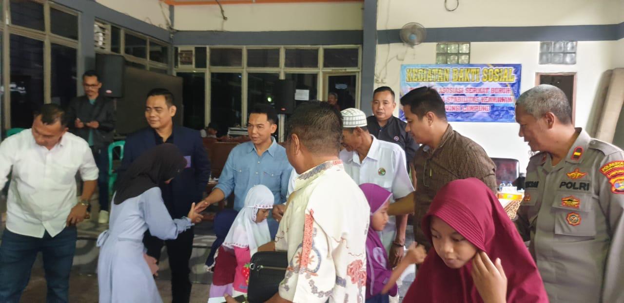 Polda Lampung dan Koperasi TKBM Salurankan Bantuan ke Anak Yatim-Piatu
